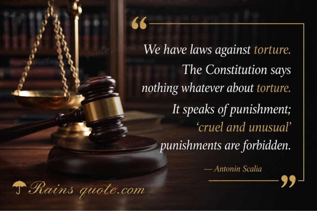 “We have laws against torture. The Constitution says nothing whatever about torture. It speaks of punishment; ‘cruel and unusual’ punishments are forbidden.”