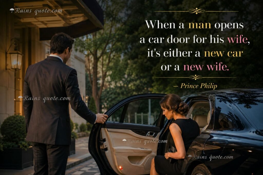“When a man opens a car door for his wife, it's either a new car or a new wife.”