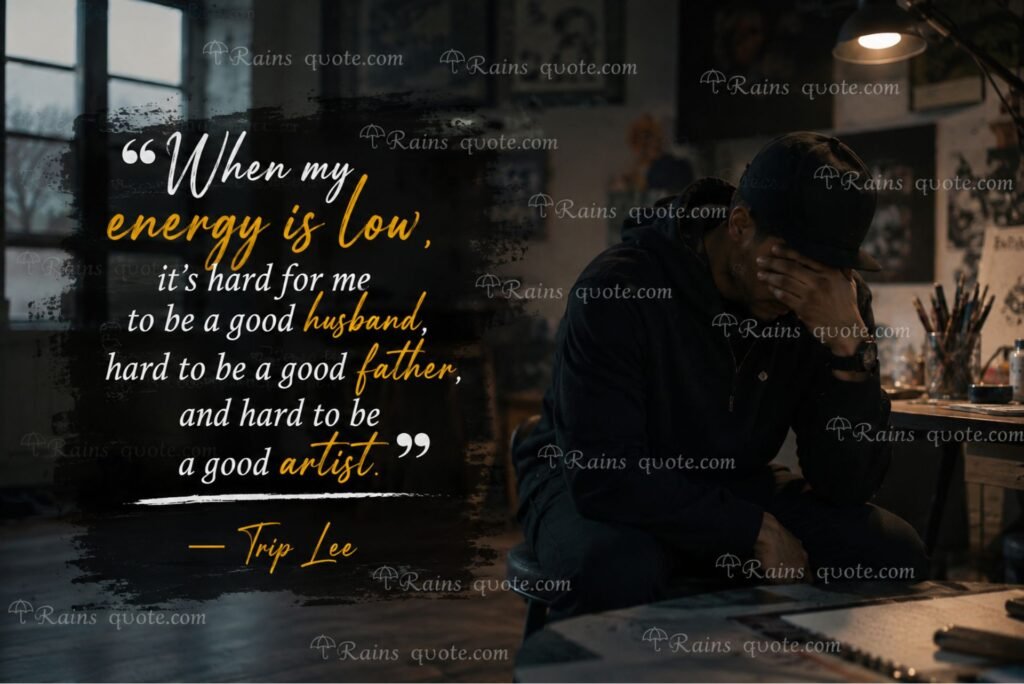  “When my energy is low, it’s hard for me to be a good husband, hard to be a good father, and hard to be a good artist.”