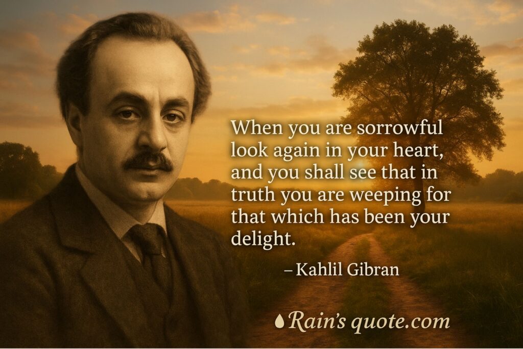 “When you are sorrowful look again in your heart, and you shall see that in truth you are weeping for that which has been your delight.”
