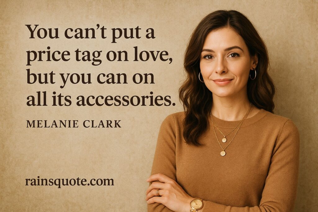.โYou canโt put a price tag on love, but you can on all its accessories.โ