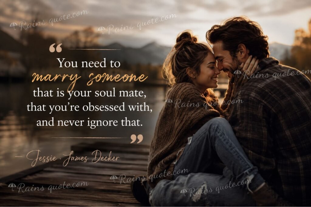 “You need to marry someone that is your soul mate, that you’re obsessed with, and never ignore that.”