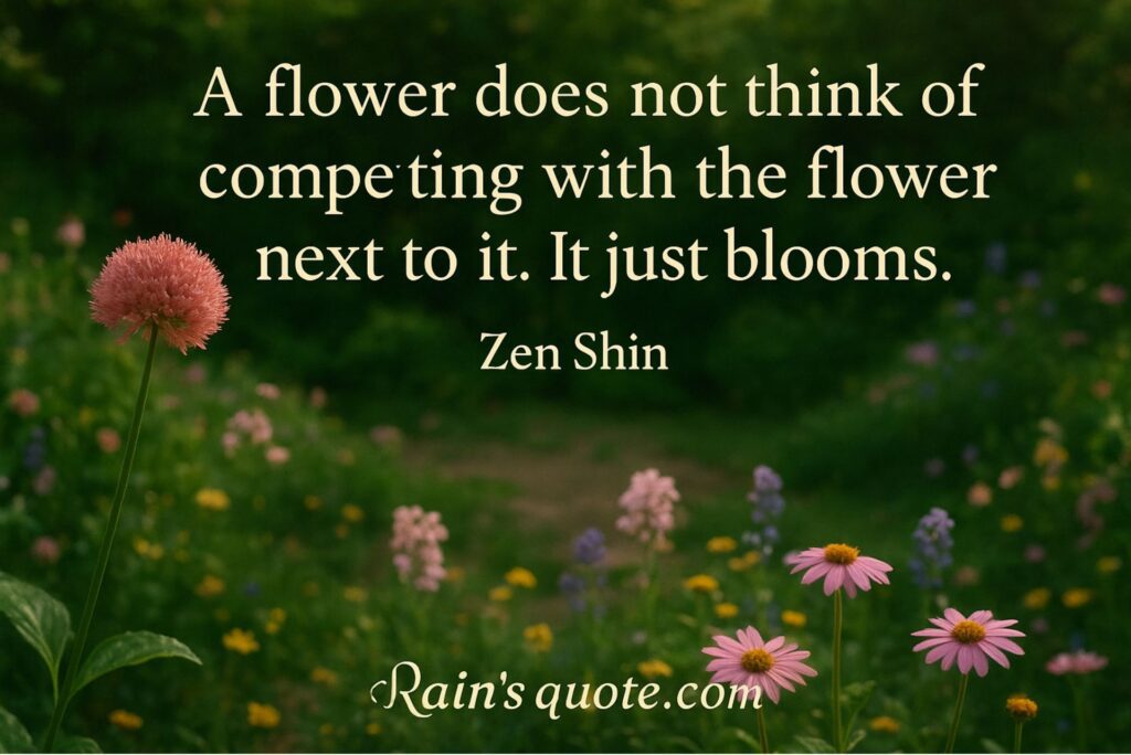  “A flower does not think of competing with the flower next to it. It just blooms.”