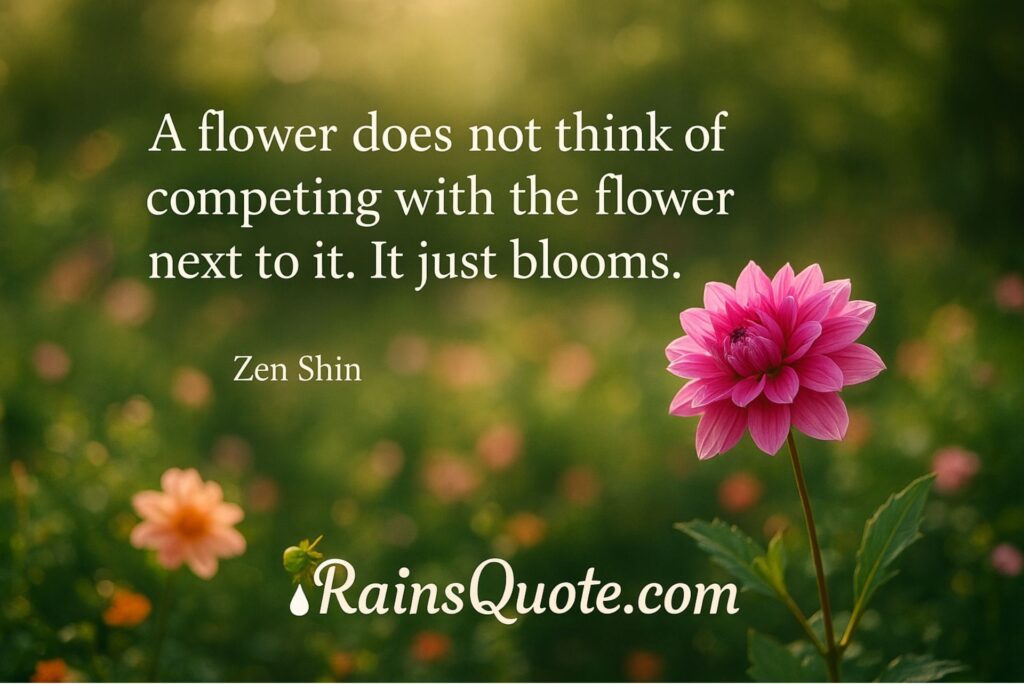 “A flower does not think of competing with the flower next to it. It just blooms.”