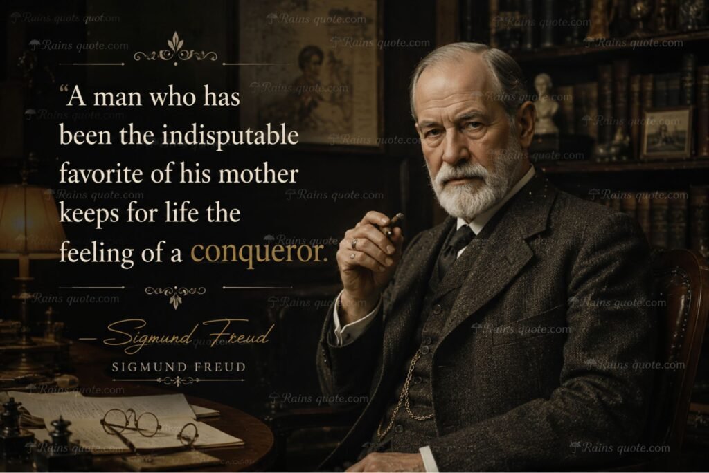 “A man who has been the indisputable favorite of his mother keeps for life the feeling of a conqueror.”