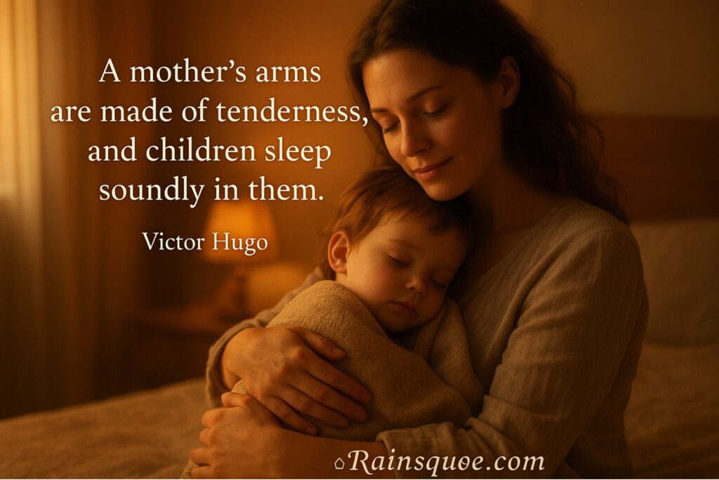“A mother’s arms are made of tenderness, and children sleep soundly in them.”