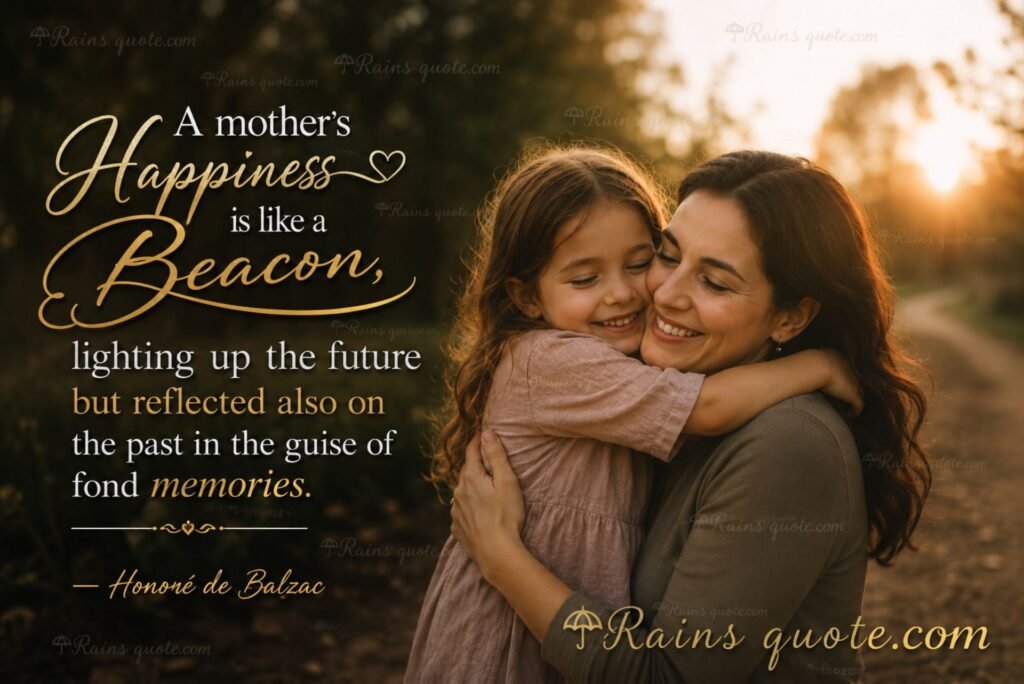 “A mother's happiness is like a beacon, lighting up the future but reflected also on the past in the guise of fond memories.”