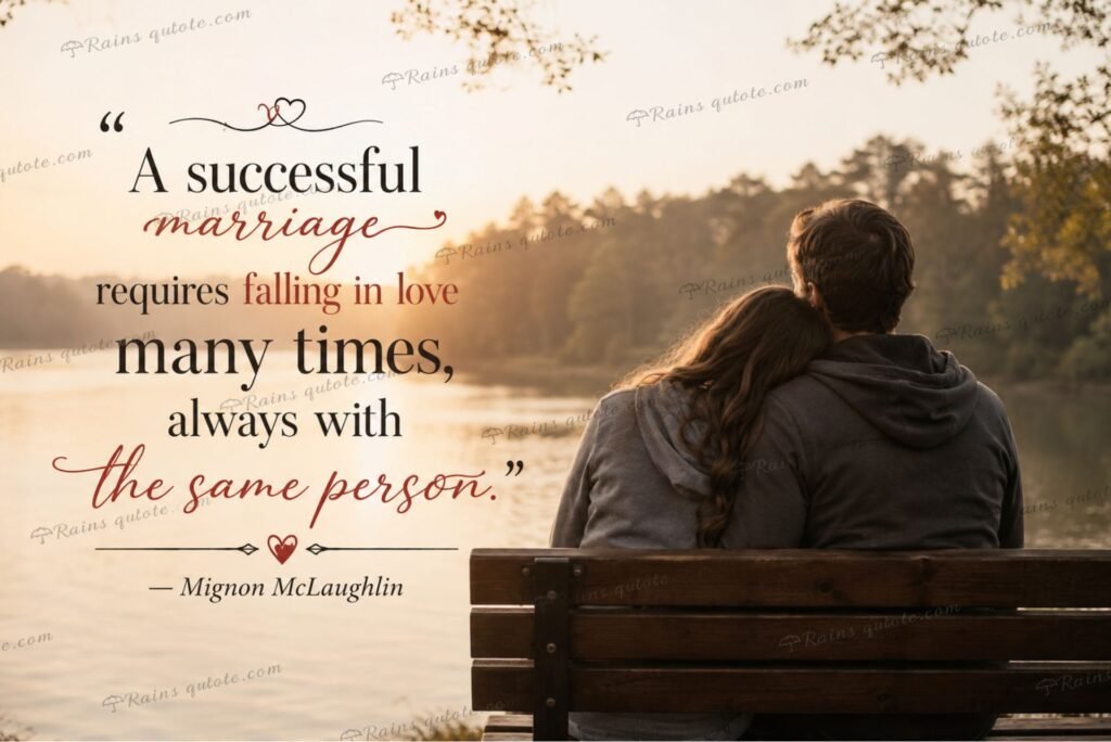 “A successful marriage requires falling in love many times, always with the same person.”