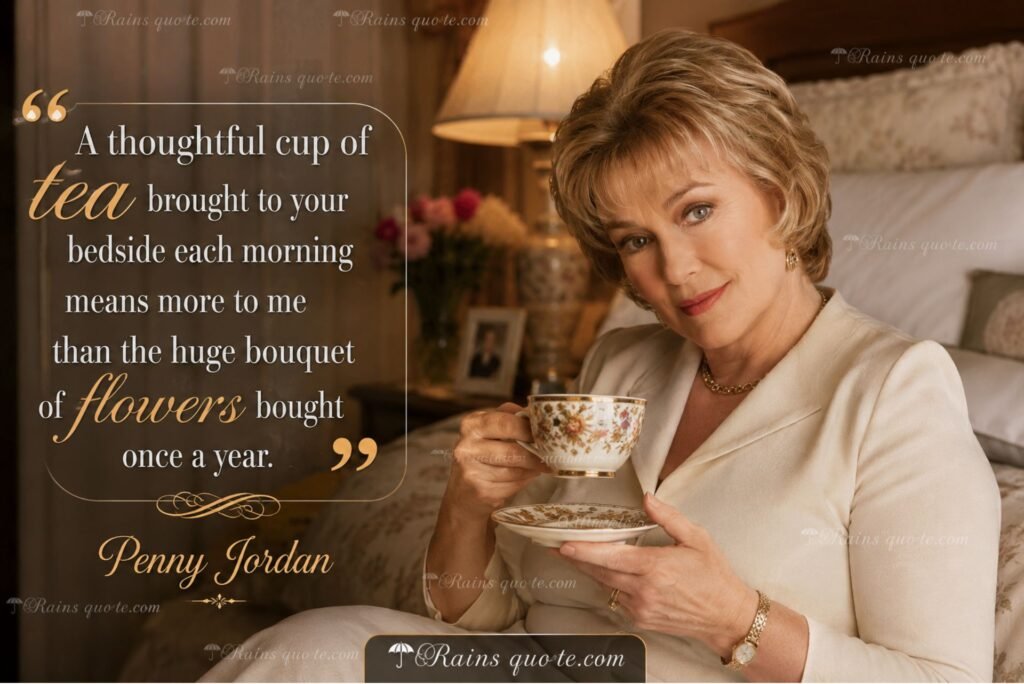 “A thoughtful cup of tea brought to your bedside each morning means more to me than the huge bouquet of flowers bought once a year.”