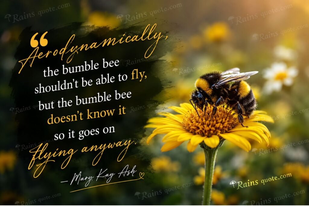 “Aerodynamically, the bumble bee shouldn't be able to fly, but the bumble bee doesn't know it so it goes on flying anyway.”