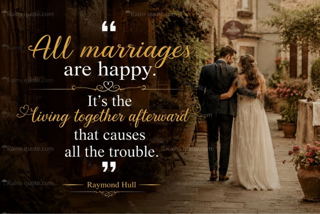  “All marriages are happy. It's the living together afterward that causes all the trouble.”