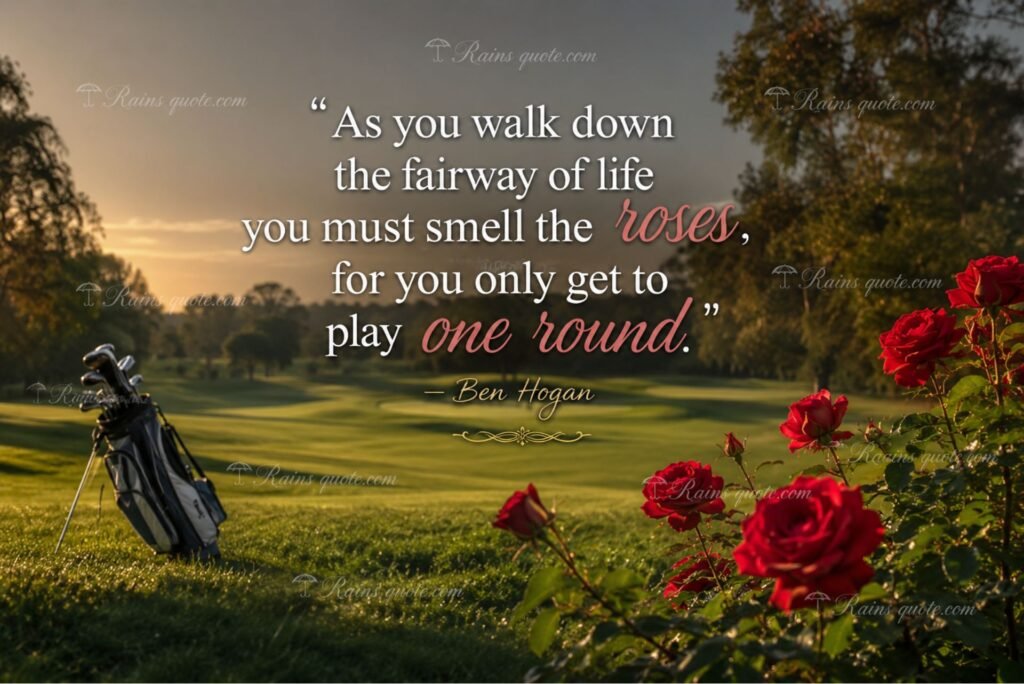 “As you walk down the fairway of life you must smell the roses, for you only get to play one round.”
