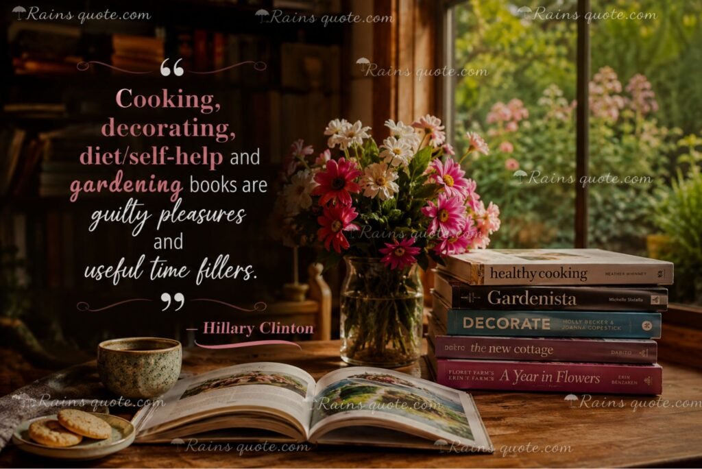 “Cooking, decorating, diet/self-help and gardening books are guilty pleasures and useful time fillers.”