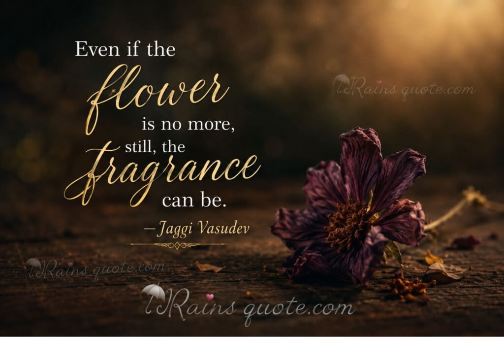 “Even if the flower is no more, still, the fragrance can be.”