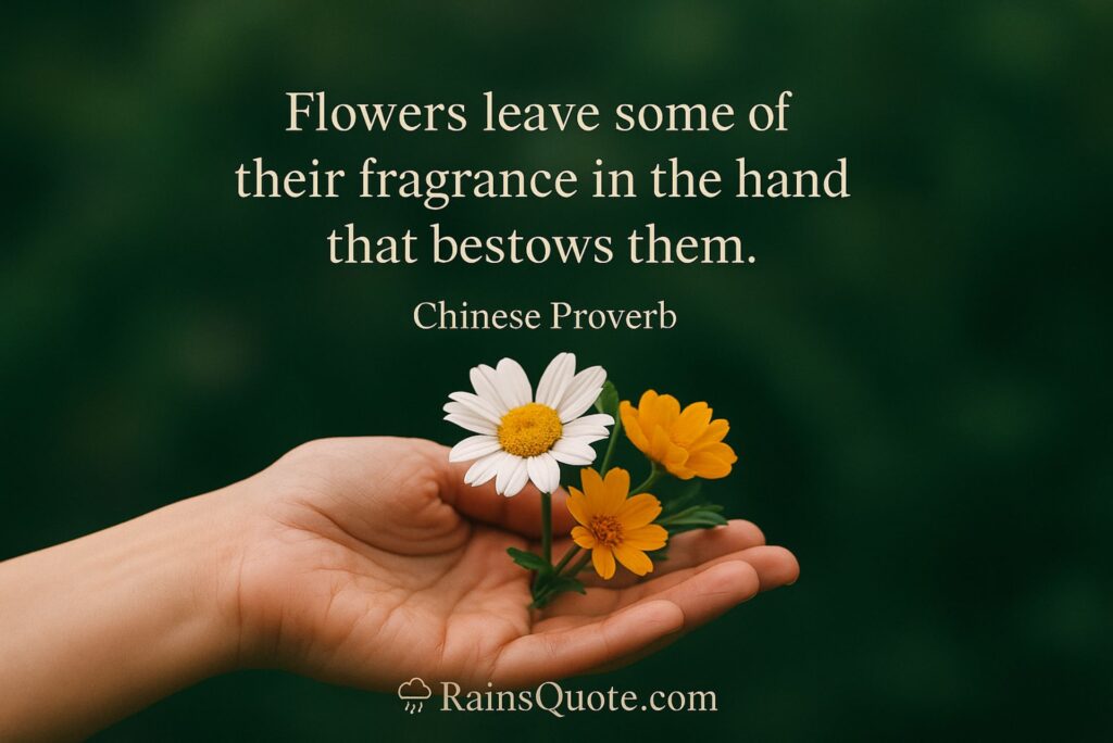 “Flowers leave some of their fragrance in the hand that bestows them.”