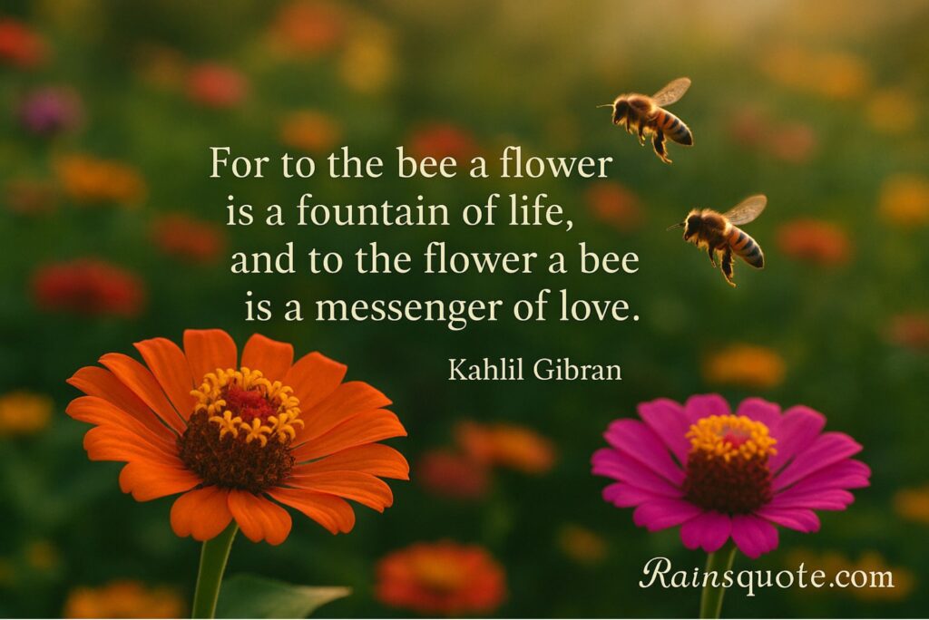 “For to the bee a flower is a fountain of life, and to the flower a bee is a messenger of love.”