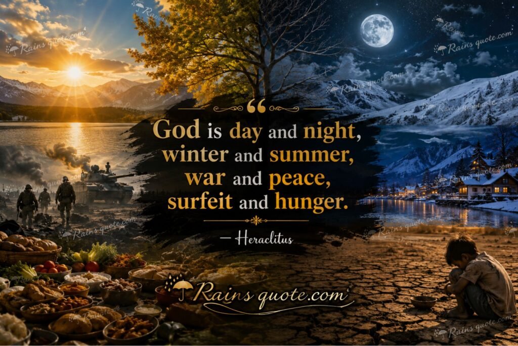 “God is day and night, winter and summer, war and peace, surfeit and hunger.”