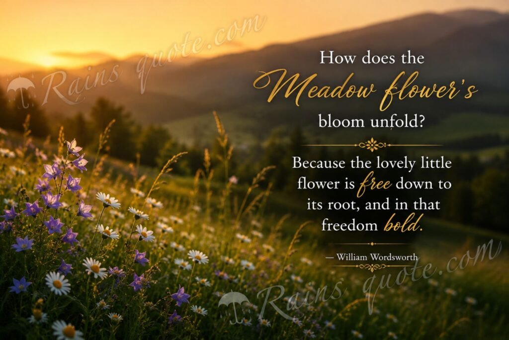 “How does the Meadow flower's bloom unfold? Because the lovely little flower is free down to its root, and in that freedom bold.”