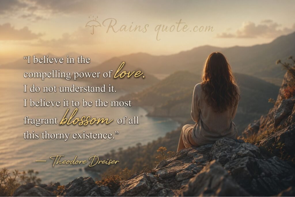 “I believe in the compelling power of love. I do not understand it. I believe it to be the most fragrant blossom of all this thorny existence.”