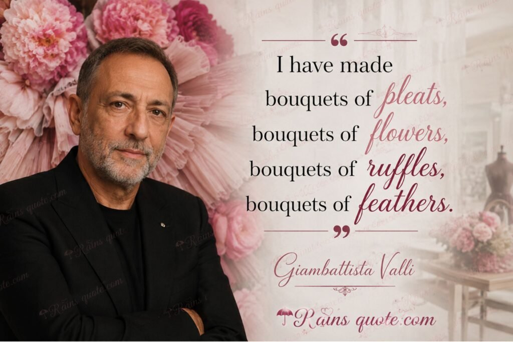 “I have made bouquets of pleats, bouquets of flowers, bouquets of ruffles, bouquets of feathers.”