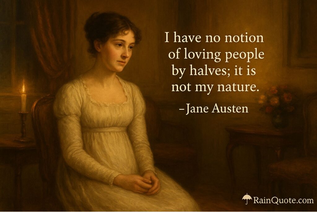 “I have no notion of loving people by halves; it is not my nature.”
