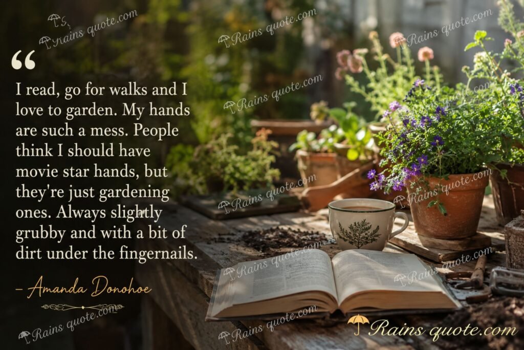 “I read, go for walks and I love to garden. My hands are such a mess. People think I should have movie star hands, but they're just gardening ones. Always slightly grubby and with a bit of dirt under the fingernails.”