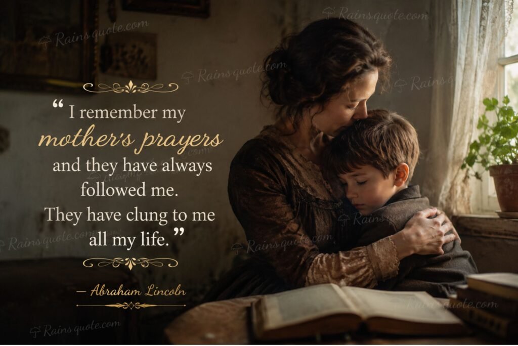“I remember my mother's prayers and they have always followed me. They have clung to me all my life.”
