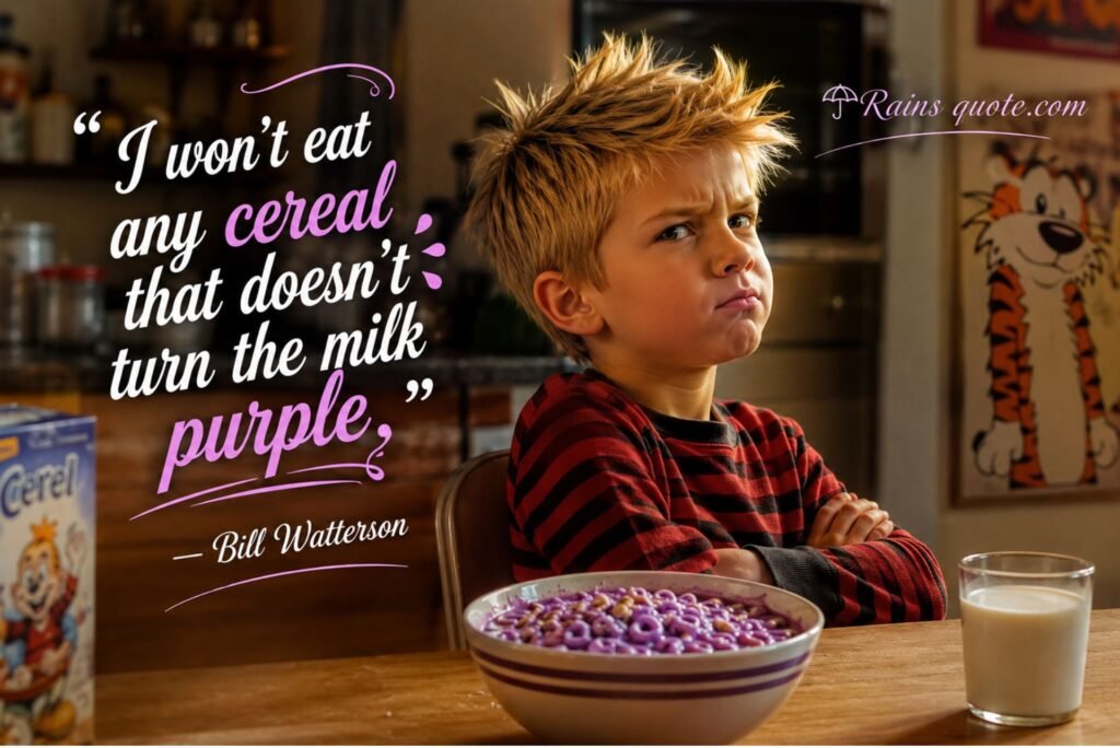 “I won't eat any cereal that doesn't turn the milk purple.”
