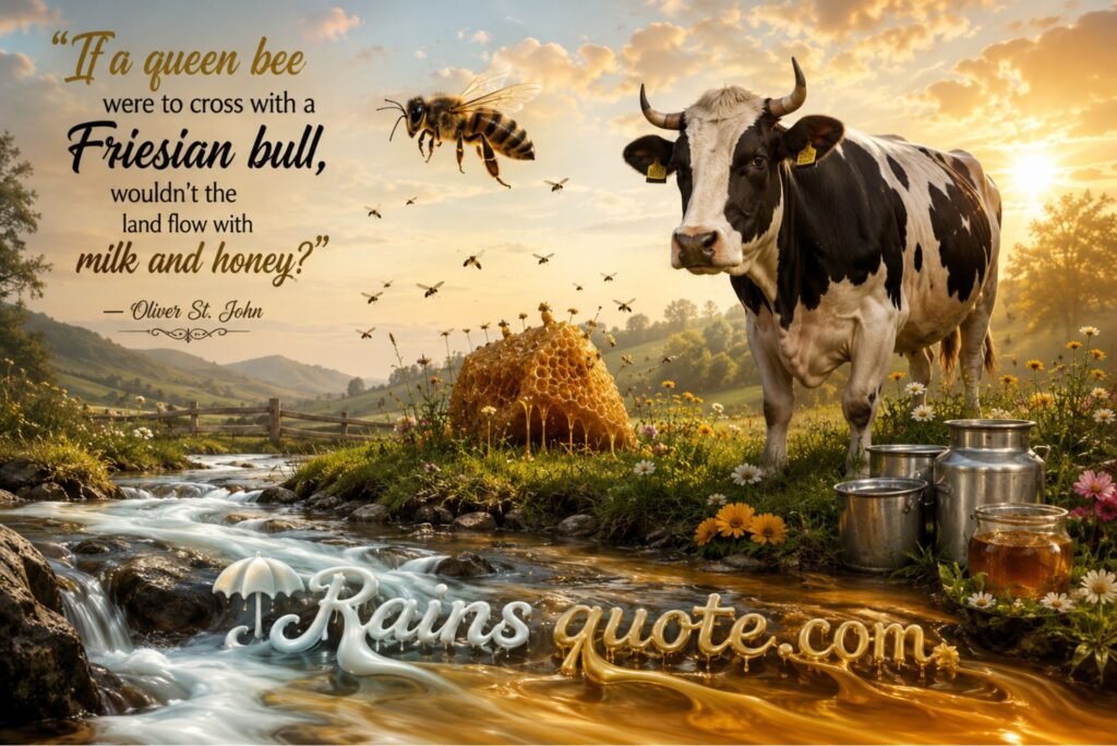 “If a queen bee were to cross with a Friesian bull, wouldn't the land flow with milk and honey?”