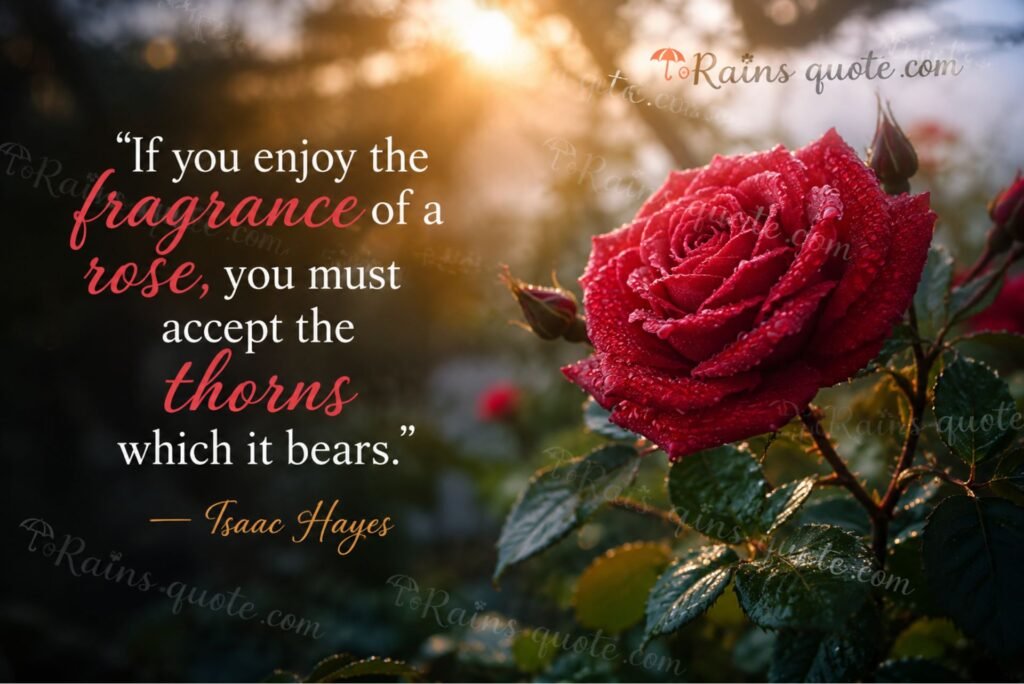 “If you enjoy the fragrance of a rose, you must accept the thorns which it bears.”