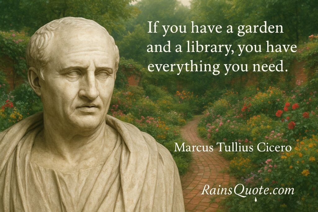 “If you have a garden and a library, you have everything you need.”