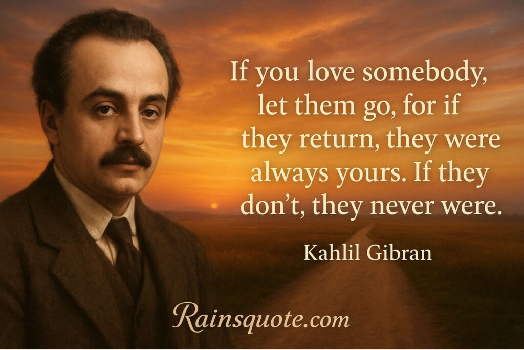 “If you love somebody, let them go, for if they return, they were always yours. If they don't, they never were.”