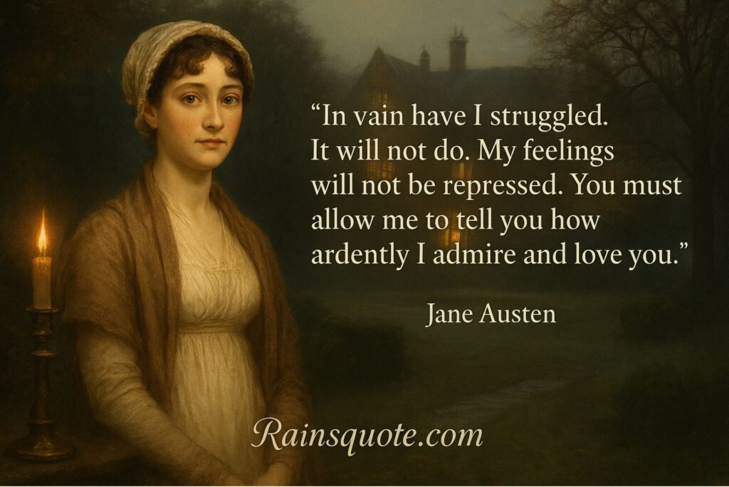“In vain have I struggled. It will not do. My feelings will not be repressed. You must allow me to tell you how ardently I admire and love you.”