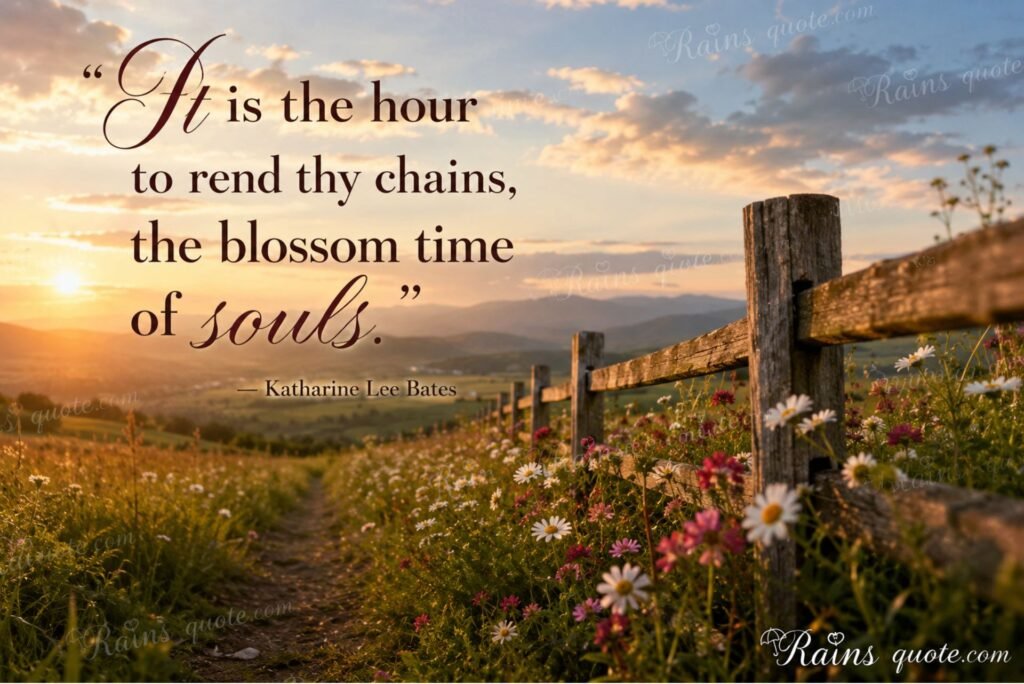 “It is the hour to rend thy chains, the blossom time of souls.”