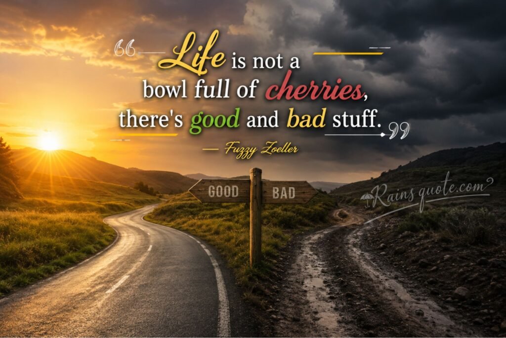 “Life is not a bowl full of cherries, there's good and bad stuff.”