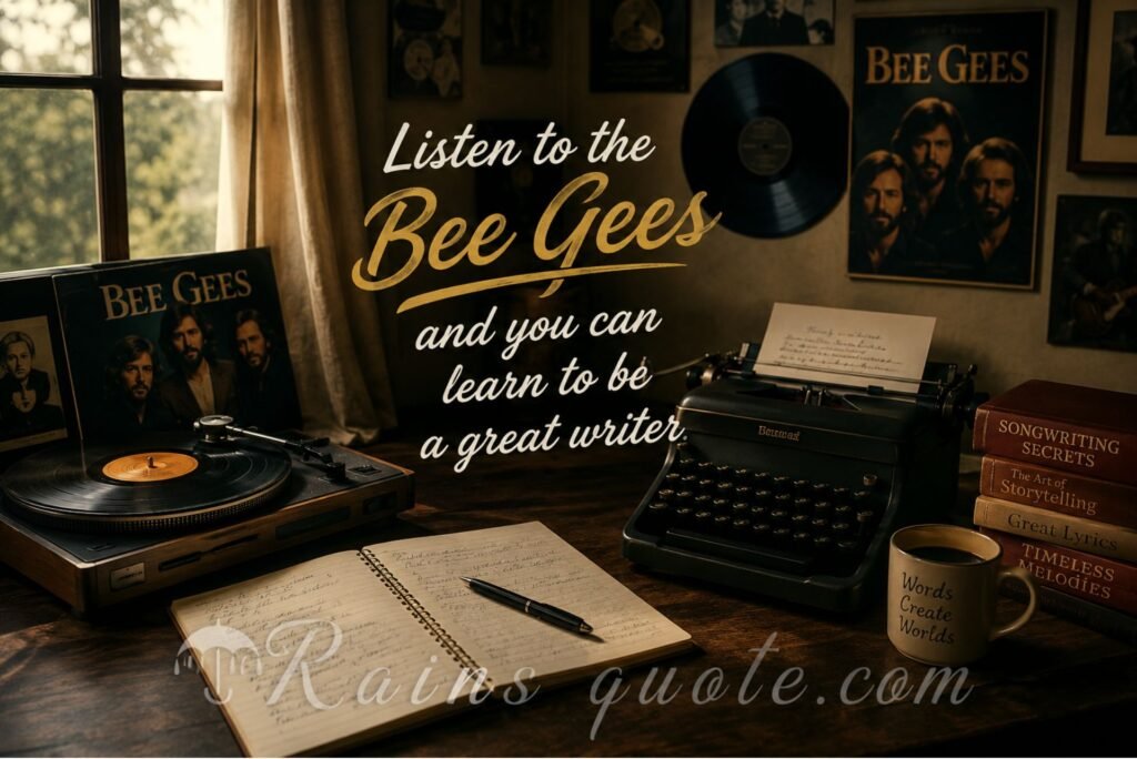 “Listen to the Bee Gees and you can learn to be a great writer.”