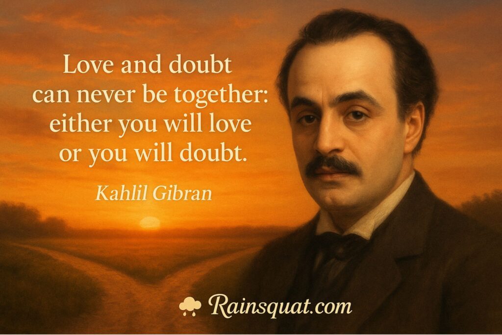 “Love and doubt can never be together: either you will love or you will doubt.”