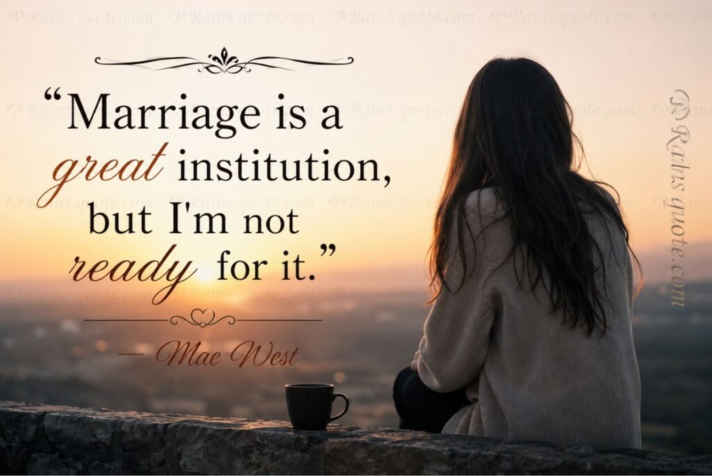  “Marriage is a great institution, but I'm not ready for it.”