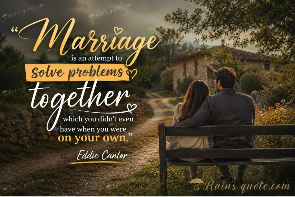“Marriage is an attempt to solve problems together which you didn't even have when you were on your own.”