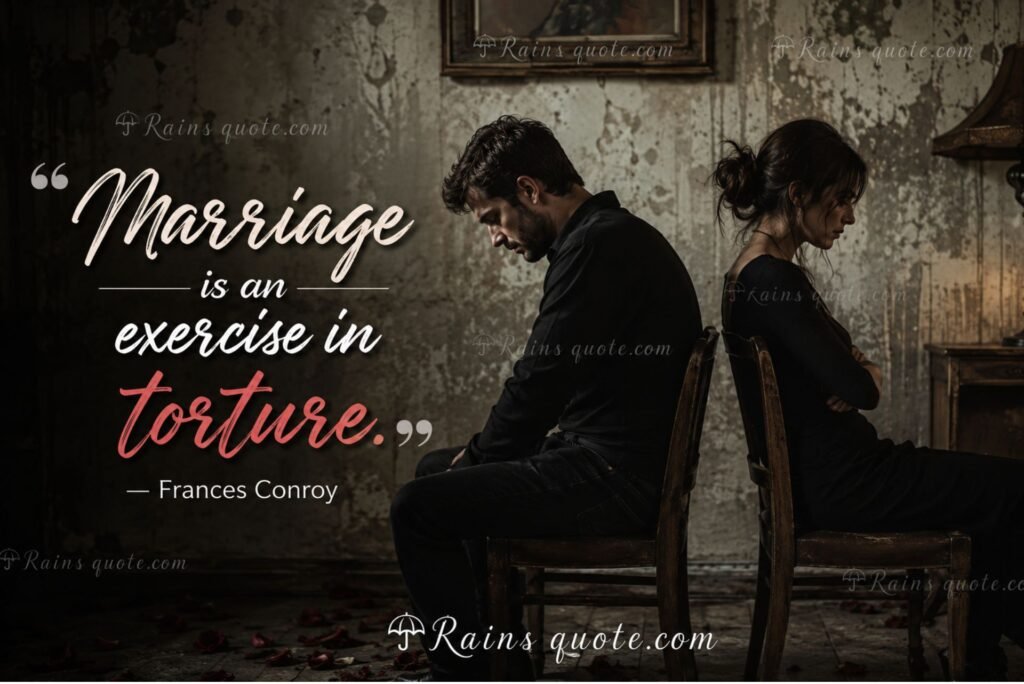  “Marriage is an exercise in torture.”