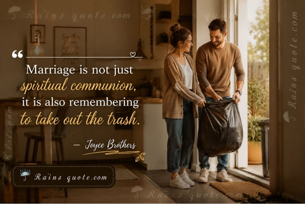 “Marriage is not just spiritual communion, it is also remembering to take out the trash.”
