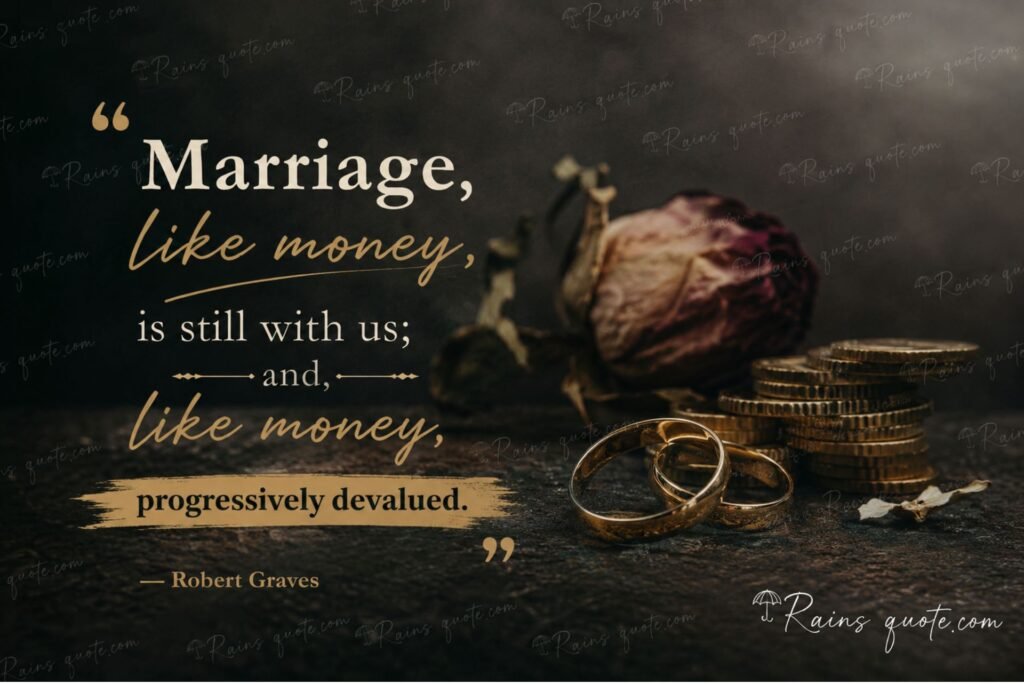 “Marriage, like money, is still with us; and, like money, progressively devalued.”