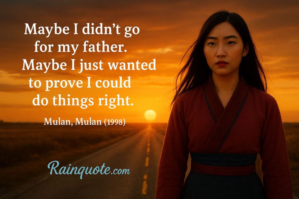 “Maybe I didn’t go for my father. Maybe I just wanted to prove I could do things right.”