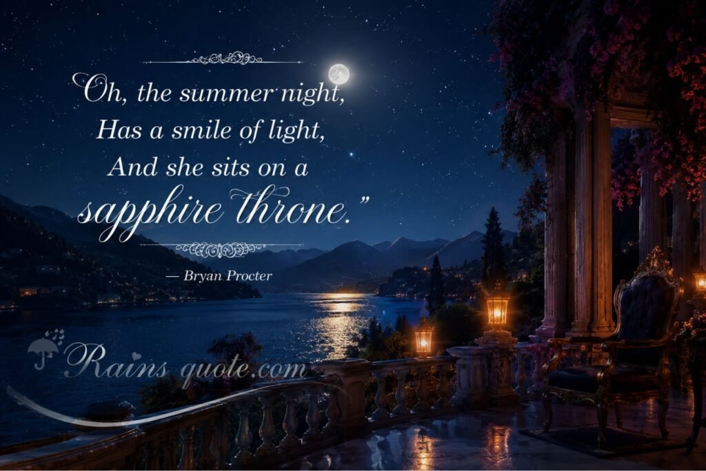 “Oh, the summer night, Has a smile of light, And she sits on a sapphire throne.”