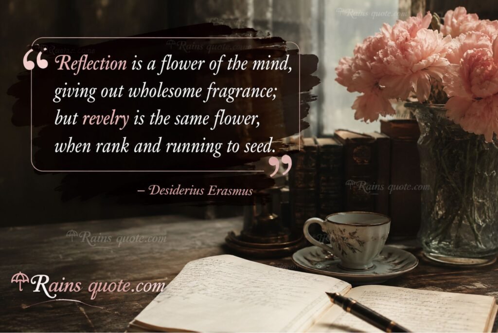 “Reflection is a flower of the mind, giving out wholesome fragrance; but revelry is the same flower, when rank and running to seed.” 