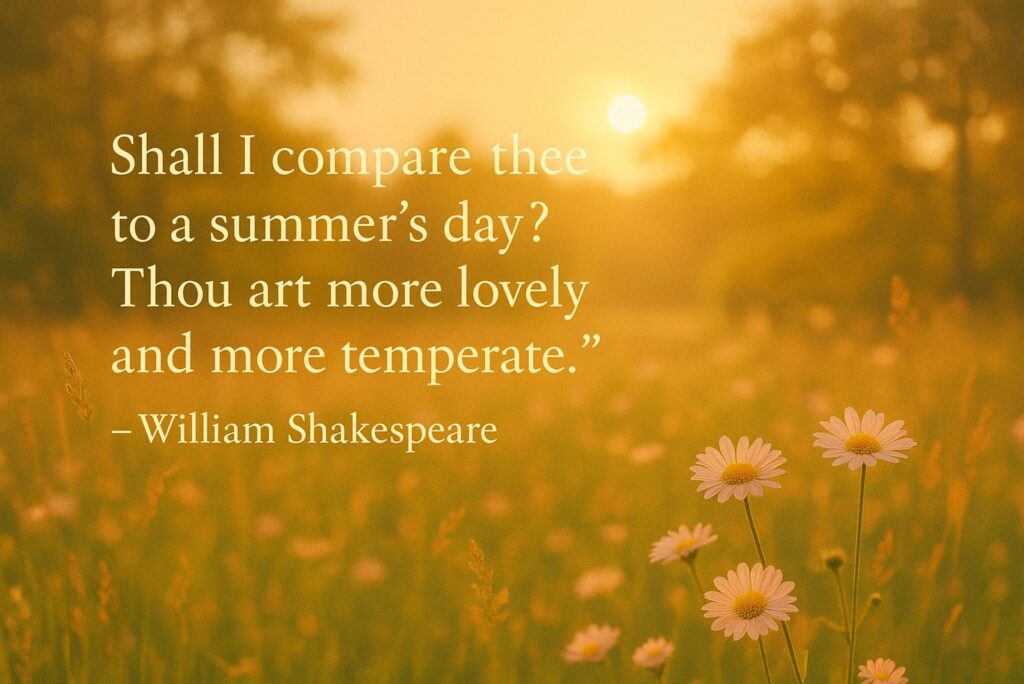 **"Shall I compare thee to a summer’s day?
Thou art more lovely and more temperate."**