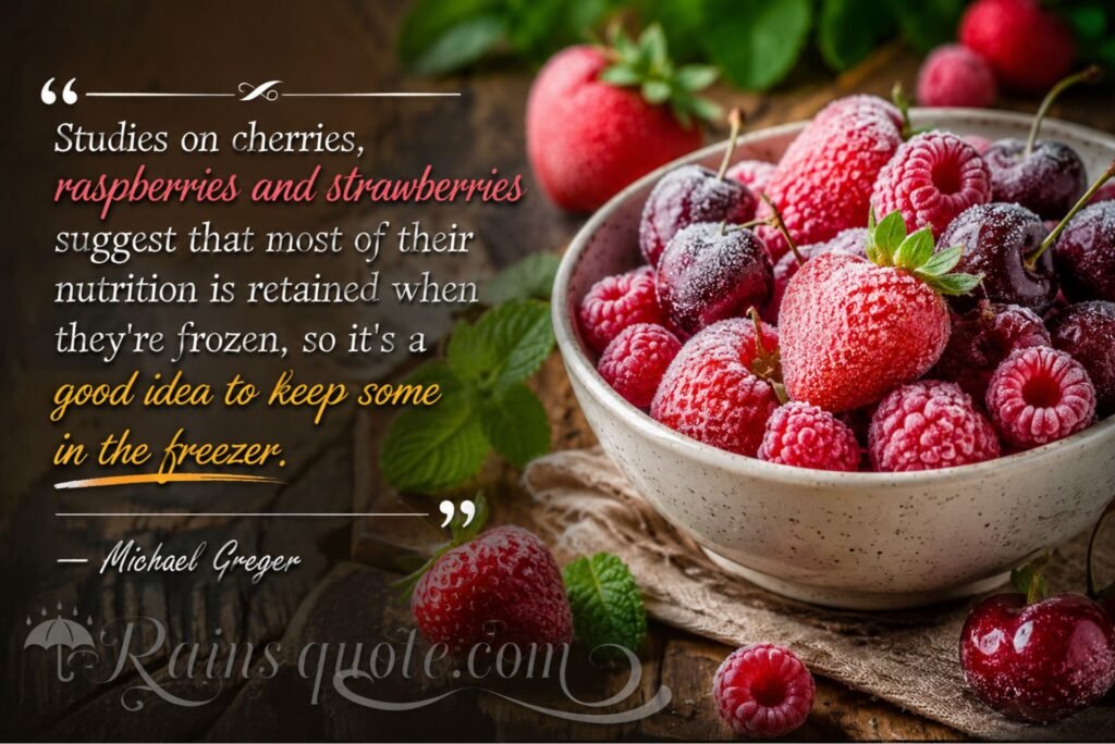 “Studies on cherries, raspberries and strawberries suggest that most of their nutrition is retained when they're frozen, so it's a good idea to keep some in the freezer.”