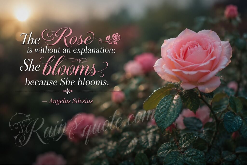 “The Rose is without an explanation; She blooms, because She blooms.”