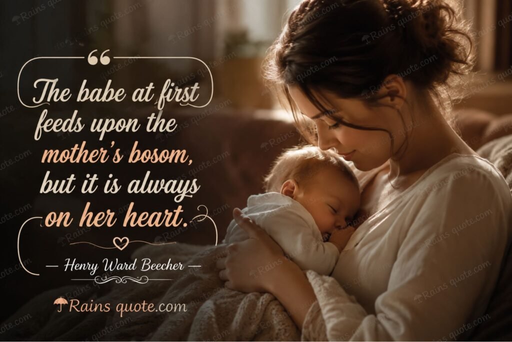 “The babe at first feeds upon the mother's bosom, but it is always on her heart.”