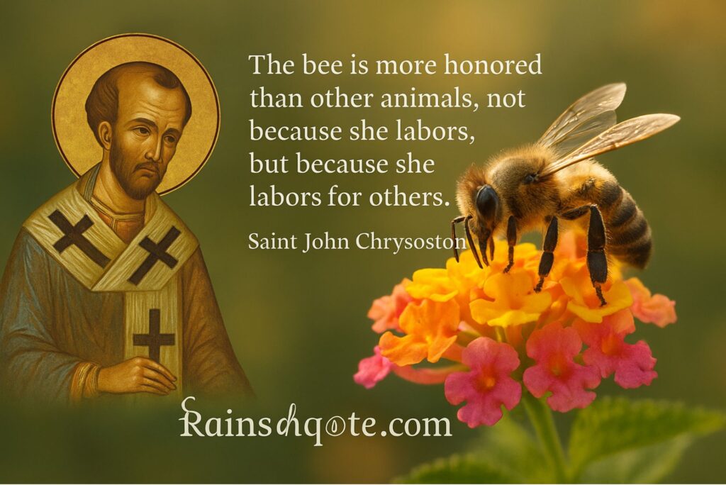 “The bee is more honored than other animals, not because she labors, but because she labors for others.”